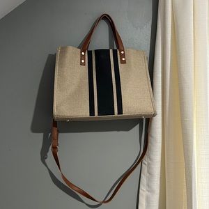 🔹STRIPED SHOULDER TOTE BAG